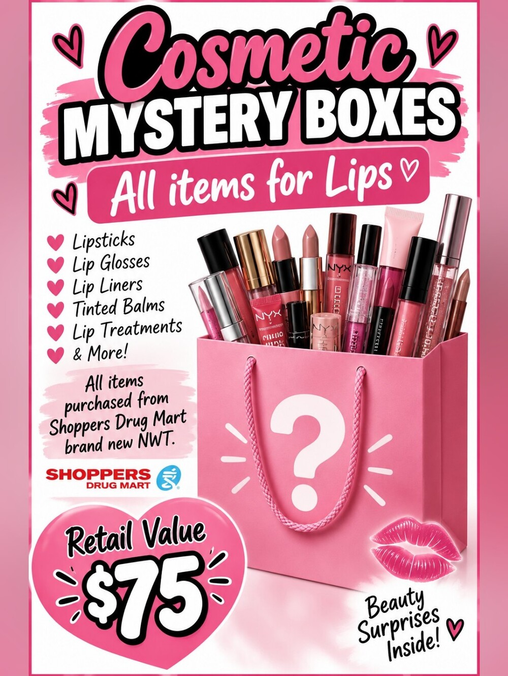 Lip Cosmetic Mystery Box Shoppers Drug Mart NWT Beauty Gift $75 Retail